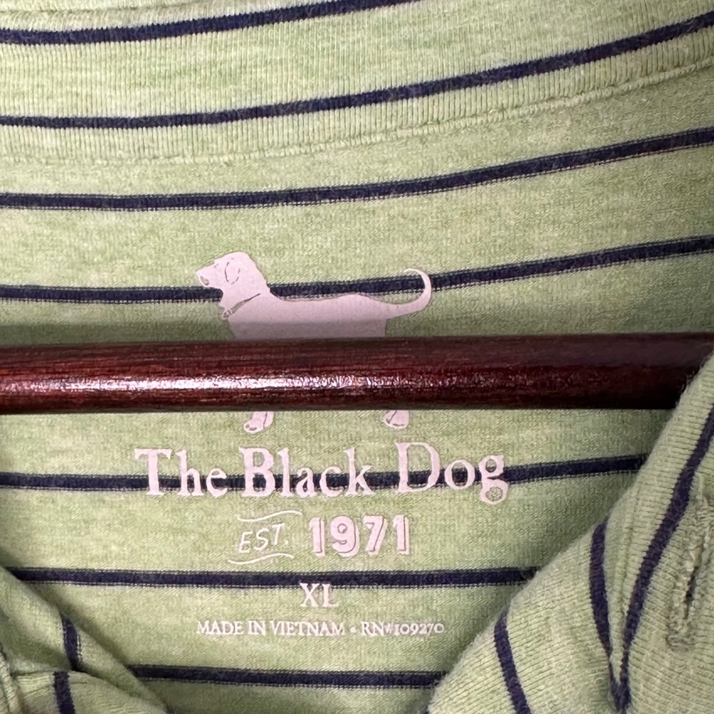 The Black Dog Striped Polo Shirt Mens XL Short Sleeve Green Golf Casual - Picture 2 of 11